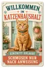 Blechschild Willkommen im Katzenhaushalt – Schmusen nur Produktbild-Vorschau 1
