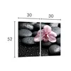 A close-up of two glass panels depicting wet black stones and a pink orchid. Náhled obrázku produktu