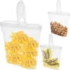 Three clear plastic food storage containers filled with different food items: pasta, chickpeas, and green beans. Náhľad obrázku produktu