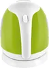 A top-down view of a green and white electric kettle on its base. Náhled obrázku produktu