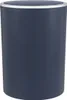A dark blue cylindrical trash can with a silver rim and lid. Produktbild-Vorschau