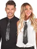 A man and a woman posing for a product shot, both wearing sequined ties. Produktbild-Vorschau