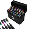 A black carrying case filled with colorful marker pens, with some markers laid out in front of the case. Náhled obrázku produktu