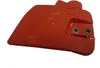 A red chainsaw brake part is shown against a white background. Produktbild-Vorschau