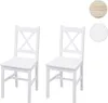 Two white wooden chairs with a cross-back design are displayed against a white background. Produktbild-Vorschau