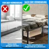 A split image showing a bed frame before and after use, highlighting storage space. Náhled obrázku produktu