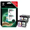 A product box for printer cartridges with a depiction of the Earth being held by hands, and a separate image of four printer cartridges. Produktbild-Vorschau