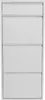 A white metal shoe cabinet with four flip-down doors. Náhľad obrázku produktu