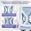 Close-up marketing image of a blue office chair, highlighting its lumbar support features with inset diagrams and German text descriptions. Produktbild-Vorschau