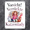 Vorsicht! Verrückte Katzenlady Metallschild XXL in 28x38 cm Produktbild-Vorschau 2