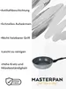 A frying pan with descriptive text and a brand logo. Produktbild-Vorschau