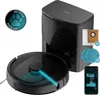 A robot vacuum cleaner and its charging station are displayed with accessories and a smartphone showing the app interface. Náhled obrázku produktu