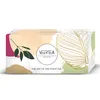 A product box for tea with abstract art and leaf illustrations. Produktbild-Vorschau
