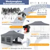 Diagram showing the steps to assemble a pop-up tent. Náhled obrázku produktu