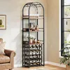 A tall, narrow wine rack with multiple shelves and a wine bottle storage section, placed in a room with a leather armchair and a window. Anteprima dell’immagine prodotto