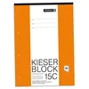 A notebook with an orange cover and white pages, showing text and branding. Voir les images du produit