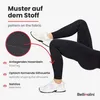 A person wearing black leggings, with close-up details and feature callouts. Voir les images du produit