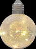 A close-up of a decorative LED light bulb filled with glitter and lights. Produktbild-Vorschau
