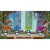 A video game interface with colorful lanes and musical notes, featuring cartoon panda characters. Produktbild-Vorschau
