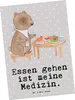 Mr. & Mrs. Panda Postkarte Bär Essen gehen - Grau Pastell - Produktbild-Vorschau 1