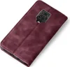 A burgundy flip case for a smartphone is shown from a diagonal top-down view against a white background. Produktbild-Vorschau