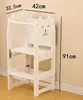 A white children's learning tower with dimensions indicated by text and lines. Anteprima dell’immagine prodotto