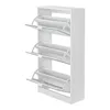 A white shoe cabinet with three flip-down drawers. Anteprima dell’immagine prodotto