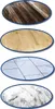 A collage of four different flooring materials: dark wood planks, light wood planks, white marble tiles, and a marble slab. Anteprima dell’immagine prodotto