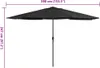 A black patio umbrella is shown against a white background with dimensions indicated. Produktbild-Vorschau