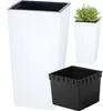A white planter and a black insert are shown against a white background, with a smaller white planter with a plant in the background. Náhľad obrázku produktu