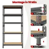 An instructional image showing the assembly steps for a shelving unit. Produktbild-Vorschau