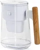 A white and clear water filter pitcher with a wooden handle. Podgląd zdjęcia produktu