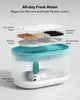 An exploded diagram of a pet water fountain filter system, showing the layers of filtration. Produktbild-Vorschau