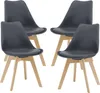 Four dark gray chairs with light wood legs are arranged in a grid against a white background. Náhled obrázku produktu
