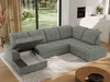 A sectional sofa is shown in a modern living room with large windows overlooking a garden. Produktbild-Vorschau