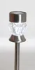 A single solar garden stake light with a clear, faceted glass-like body and a silver top and stem, set against a white background. Produktbild-Vorschau