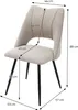 A beige dining chair with black legs, shown with dimensions indicated by arrows and text. Produktbild-Vorschau