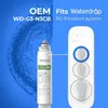 A water filter cartridge is shown next to a water filtration system, with text indicating compatibility. Produktbild-Vorschau
