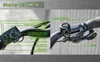 A split image showing the display and controls of an e-bike on the left, and the gear shifter and bell on the right. Produktbild-Vorschau