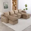 4-osobowa sofa modułowa w kolorze khaki z 2 pufami, narożna Podgląd zdjęcia produktu 10