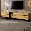 Modernes TV-Lowboard 180 cm mit Klappfach, offenen Fächern Produktbild-Vorschau 4