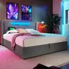 MODFU Lit Coffre Capitonné 140x200 avec LED Intégrée et Voir les images du produit 2