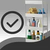 A white four-tier rolling cart filled with bathroom or kitchen items, with a large checkmark overlay on the left. Podgląd zdjęcia produktu