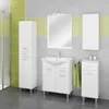 A modern bathroom vanity set with a sink, mirror, and storage cabinets. Podgląd zdjęcia produktu
