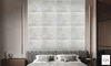 A bedroom scene with a bed, nightstand, and a wall covered in decorative panels. Anteprima dell’immagine prodotto