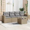 vidaXL 5-tlg. Garten-Sofagarnitur mit Kissen Beige Poly Produktbild-Vorschau 2