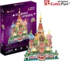 A 3D puzzle of St. Basil's Cathedral with LED lighting, displayed next to its packaging. Anteprima dell’immagine prodotto