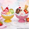 2er Set Eisbecher auf Fuß Sunny Rosa Gelb 200ml Ø12,5cm Produktbild-Vorschau 5