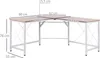 A diagram showing the dimensions of an L-shaped desk. Podgląd zdjęcia produktu