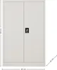 A gray metal cabinet with two doors and a central lock. Produktbild-Vorschau